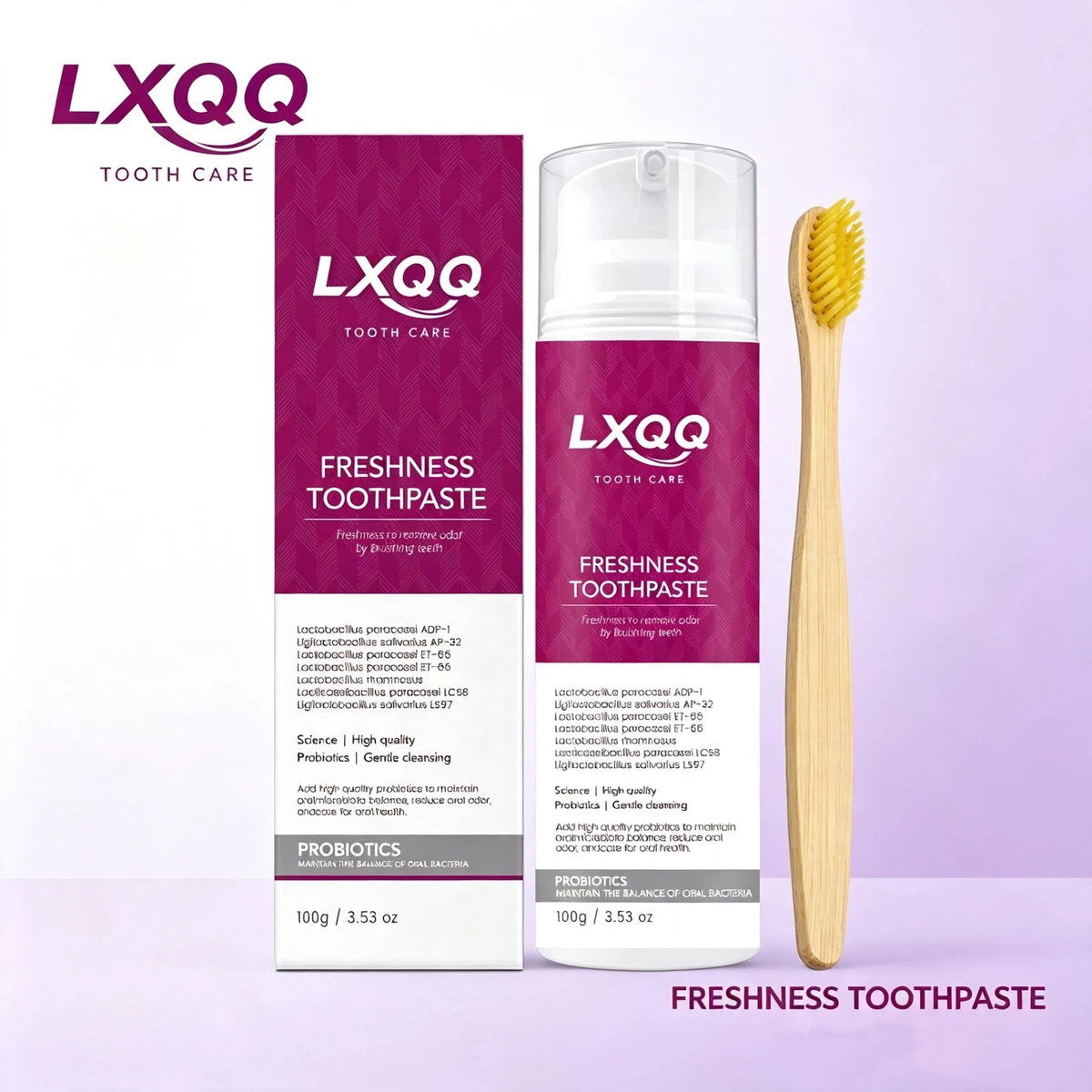 LXQQ Toothpaste,Freshness Probiotic Toothpaste with Bamboo Toothbrush, 100g / 3.53 oz