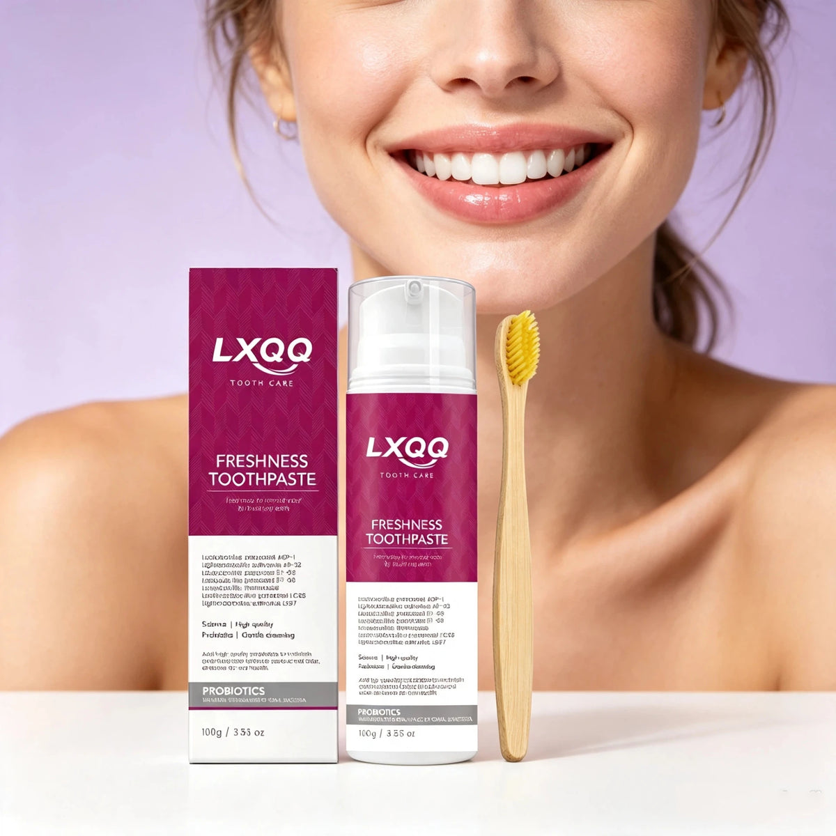 LXQQ Toothpaste,Freshness Probiotic Toothpaste with Bamboo Toothbrush, 100g / 3.53 oz