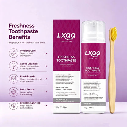 LXQQ Toothpaste,Freshness Probiotic Toothpaste with Bamboo Toothbrush, 100g / 3.53 oz